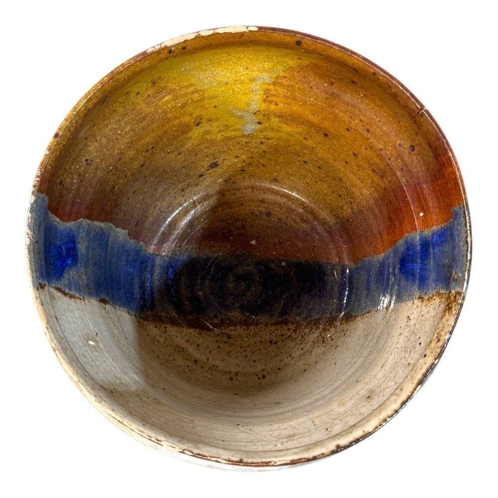 Studio Pottery Stone Handcrafted Ceramic Bowl  Or Bonsai Planter Multicolor READ